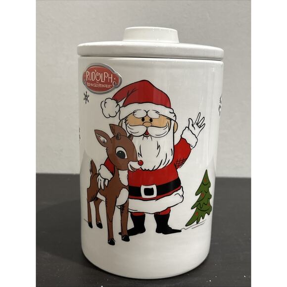 Rudolph the Red-Nosed Reindeer Ceramic Christmas Canister Cookie Jar Zrike Brand - Picture 2 of 11